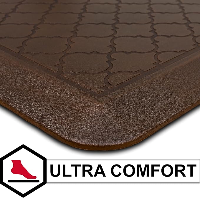 Tempur-Pedic Ultra Comfort Anti-Fatigue Lattice Copper 1' 8" x 3' 6" Kitchen Floor Mat Cushioned Ergonomic Standing Desk Mat Waterproof Non-Skid Foam
