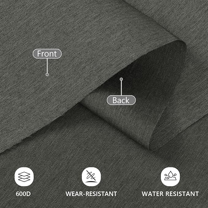 Waterproof Canvas Fabric by The Yard, 58inch 600D Upholstery Fabric Polyester Material Outdoor Water Resistant Material for Sewing Chair Patio Cushion Bag Sofa Seat Repair, 2 Yard Dark Gray