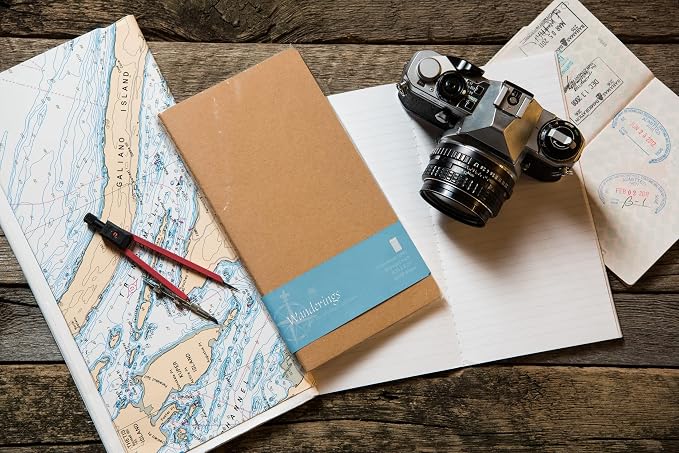 WANDERINGS Dotted Regular Size Travelers Notebook Inserts | 4.25" x 8.25" (11 x 21cm) | 100 GSM Paper | 3 Hand-sewn Booklets/180 Pages | Travelers Notebook Refills for Journals, Diaries, Planners