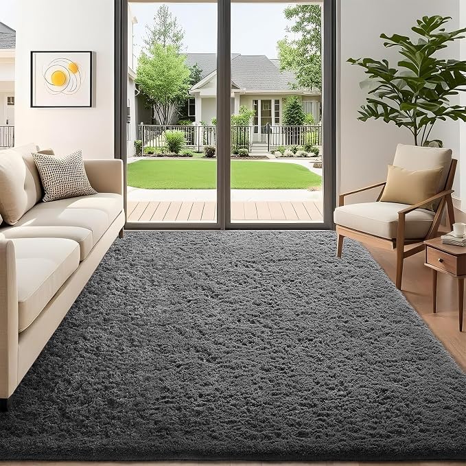 Ophanie 5x7 Area Rugs for Living Room Grey, Fluffy Shag Large Fuzzy Plush Soft Rug, Gray Shaggy Floor Big Carpets for Bedroom Nursery, Kids Home Decor Aesthetic with Over 99 pcs Pile fibers