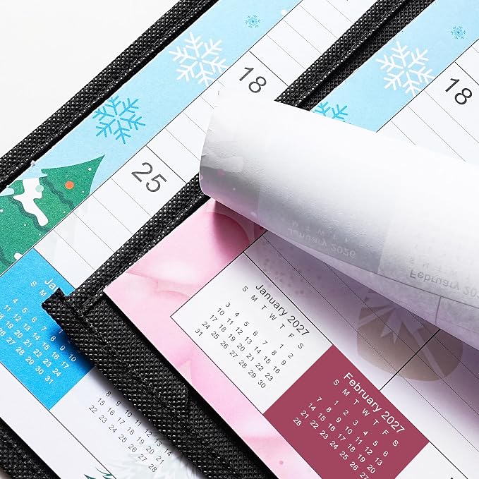 2026-2027 Desk Calendar - Large Desk Calendar 2026-2027, Jul.2026 - Dec.2027, 22" x 17", 18 Months Calendar with Corner Protectors + Large Ruled Blocks, To-do & Notes, 12 Different Themes