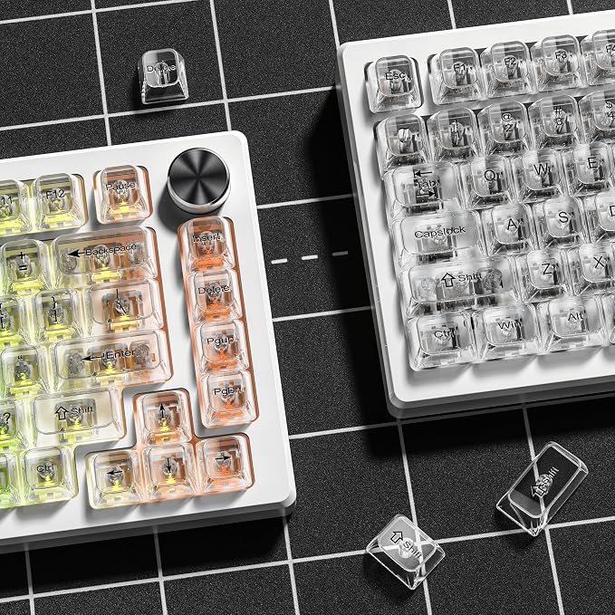 dagaladoo Clear keycaps,Transparent Keyboard keycaps,Jelly Key caps Set,Shine Through keycap，MDA Profile Keyboard caps for Mx Switches Mechanical Keyboard(White)