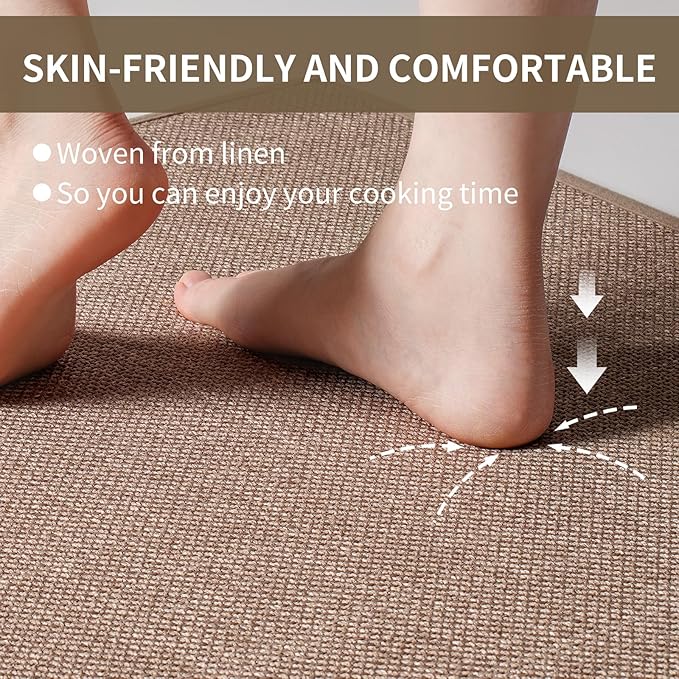 YDKGL Durable Non-Slip Kitchen Mats，Kitchen Mats in Front of Sink,Quick Drying Mat for Kitchen Counter, 17x59 Brown Water and Oil Absorbent Runner Rugs for Kitchen