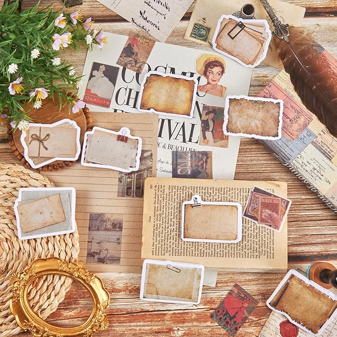 270 Sheets Vintage Sticky Note Pads Antique Looking Scrapbook Self Stick Notes Kraft Sticky Memos Classic Old Writing Memo Pads for Scrapbook, Planner, Journal, Retro Crafts Decoration