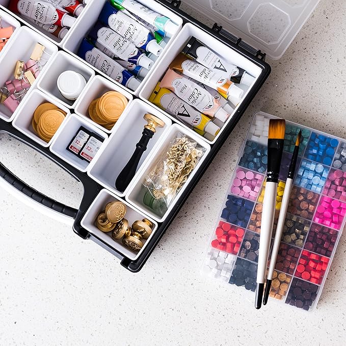 HOPPLER Organizer For Beads, Bolts, Screws, Wax Seal Kit Tools, Craft Supplies, Fishing Tackle, And More. Great Hardware Organizer For Bead Storage And Wax Sealing Supplies To Help Stay Creative.