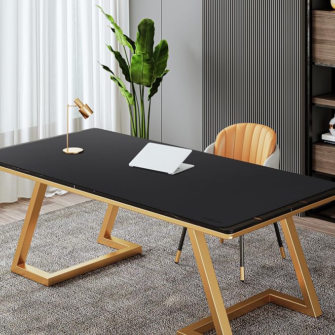 Mydours Giant Desk Mat, 63 x 28 inch Extended PU Leather Desk Pad, Gaming Desk Mat for Home Office Desk, Mouse Pad for Home Office & Computer Workstation, Extra Pad for Standing Desk (Black)