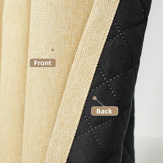 DriftAway Blackout Soundproof Thermal Insulated Linen Textured Curtains with Quilted Thermal Lining for Cold and Heat Blocking Noise Reducing Daytime Sleep 1 PC 52 Inches by 84 Inches Beige