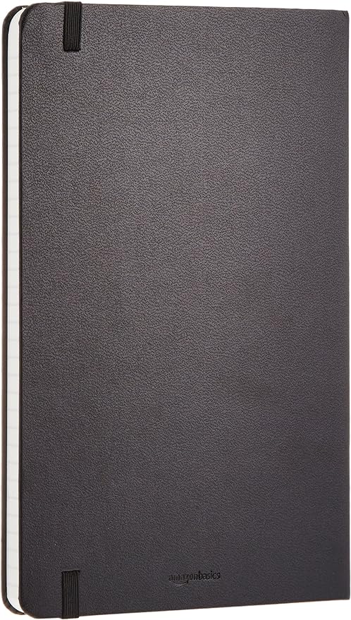 Amazon Basics Classic Grid Notebook for Writing and Note Taking, Hardcover, Graph Ruled, 240 Pages, 5" x 8.25", Black (Pack of 2)