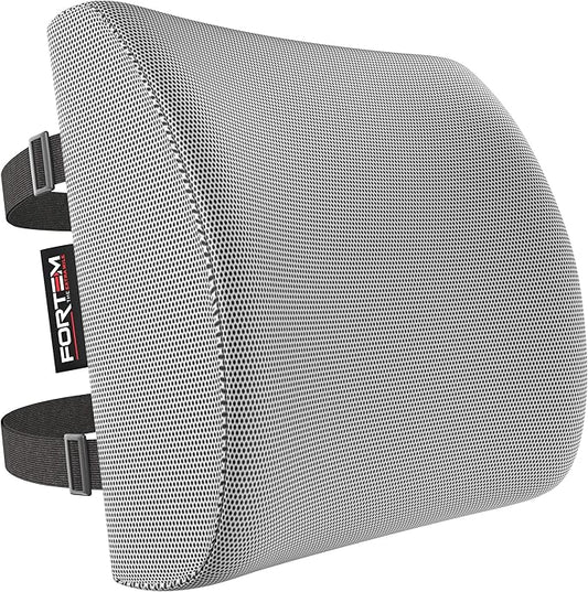 FORTEM Lumbar Support Pillow for Office Chair, Lumbar Support Pillow for Car, Back Rest for Gaming, Memory Foam Pillow, Desk Chair Cushion, Breathable & Washable Cover, Adjustable Straps