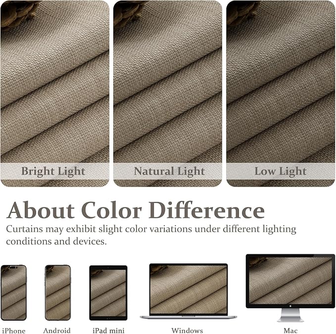 PleatedDrapes Unique Burlywood Birch Curtains 78 Inches Long for Dining Room 2 Panels Set, Full Black Out Pinch Pleated Double Layer Linen Blend Drapes Energy Efficient Blackout Curtain 40 x 78 Inch