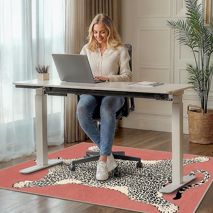 36"x48" Office Chair Mat for Hardwood Tile Floor, Under Desk Carpet Protector for Rolling Computer Chair Mat, Machine Washable Area Rug, Anti-Slip 1/5" Thick Low Pile Thin Vinyl Floor Mat, Multi Ivory