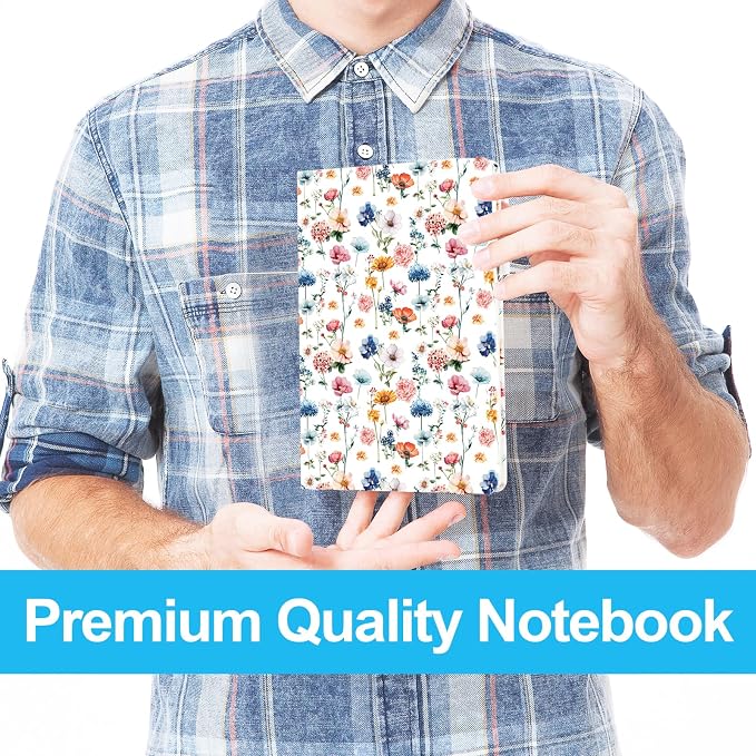 Lined Journal Notebook A5, College Ruled Hardcover Journal for Women, 160 Pages with 100gsm Thick Paper for Writing, Work, Notes & Journaling, Gift for Women, Dense Flower