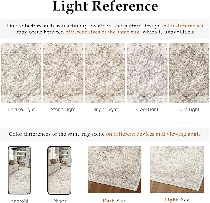 PureCozy Beige Runner Rug 2x8 Washable Vintage Long Carpet for Hallway Kitchen Soft Retro Low Pile Thin Indoor Runner Non Slip Oriental Medallion Throw Rug for Bathroom Bedroom Laundry Dining Room