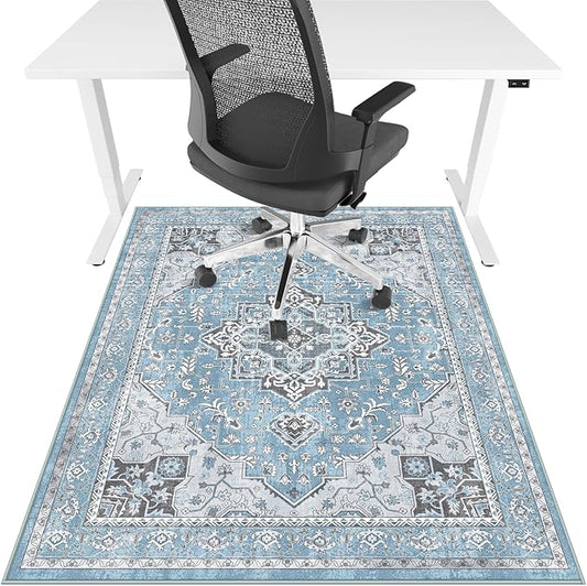 Office Chair Mat for Hardwood Floor & Tile Floor,36"X 48" Heavy Duty Desk Chair Mat for Hard Floors, Under Desk Rug for Rolling Computer Chair,Anti Slip,Low Pile Carpet Floor Protector-Blue