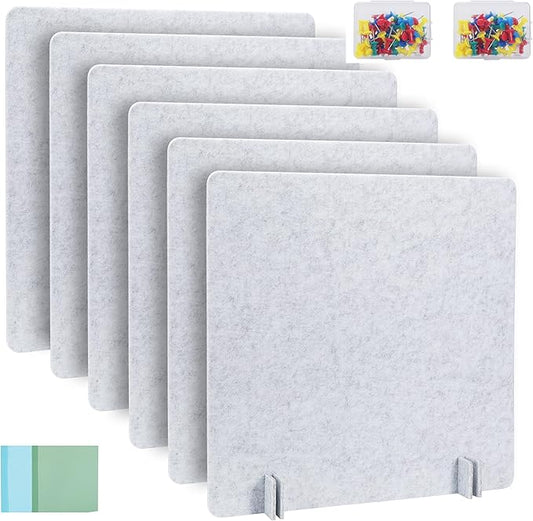 Desk Privacy Panel Acoustic Divider Panel Portable Desk Partition Desk Divider Noise Visual Isolate Table Divider for Student Study Office Library (Gray-6, 23.6" x 23.6")