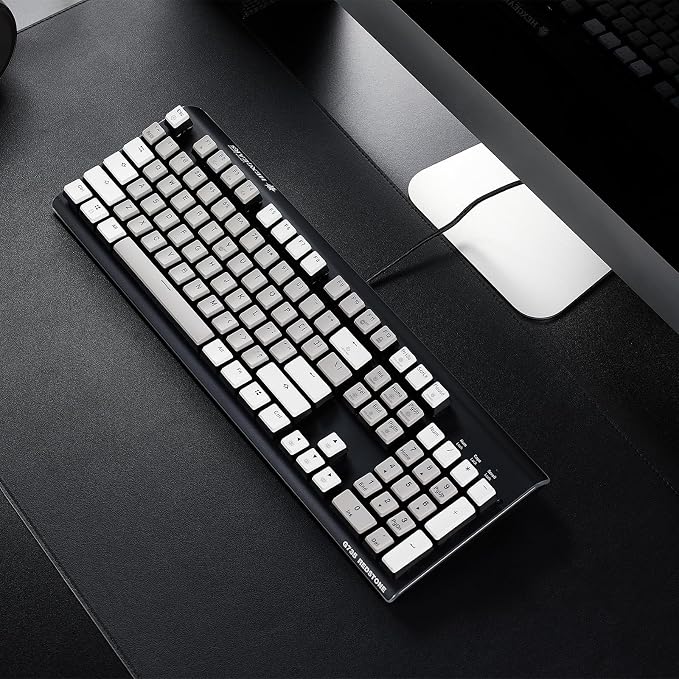Hexgears GK735 Wired Full Size Mechanical Keyboard, Aluminum Housing Built for Gamers w/Kailh Box Brown Switch, White Backlit + Surrounded by RGB Light Strip, 104 Keys Gaming Keyboard for PC/Mac