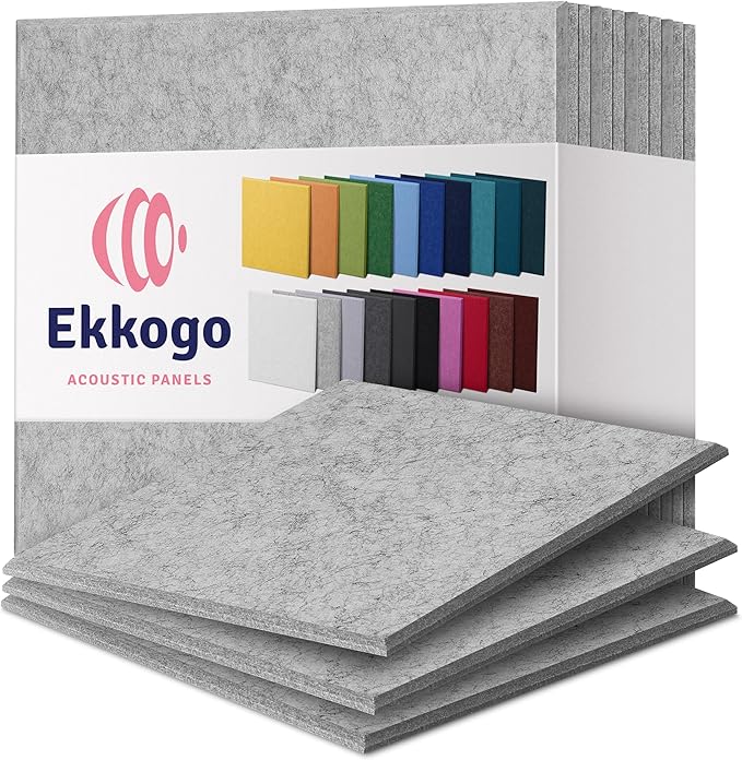 Acoustic Panels 12-Pack - 12"X12"X0.4" Sound Panels - High Density Sound Dampening - Smoky White Square