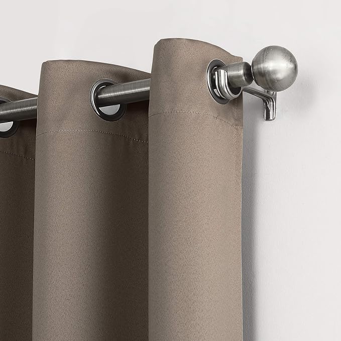 Sun Zero Nordic Theater Grade Extreme 100% Blackout Grommet Curtain Single Panel, 52" x 84", Taupe