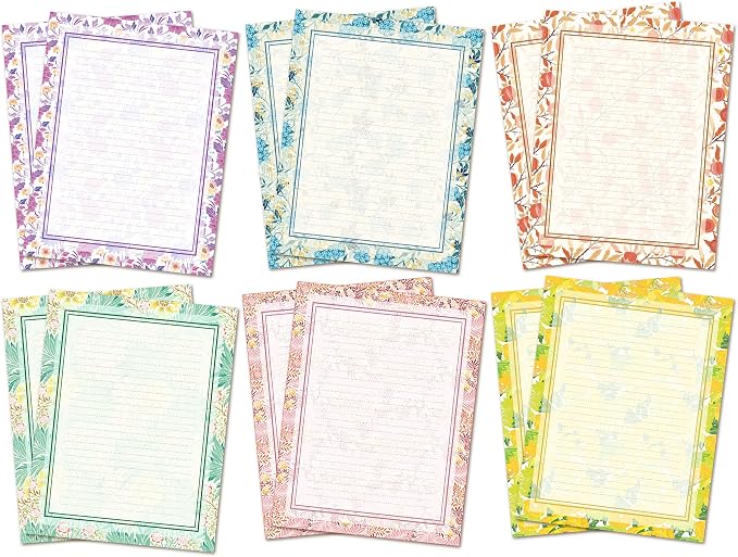 Anzon Mories 48 Pieces Vintage Morris Stationary Paper Set (Lined), Medieval Europe Pattern, Printer Friendly, Both Sides Printed, Writing Stationery US Letter Size 11 x 8.5 Inch, College Ruled