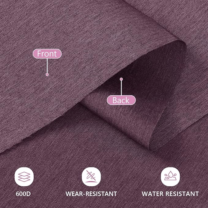 Waterproof Canvas Fabric by The Yard, 58inch 600D Upholstery Fabric Polyester Material Outdoor Water Resistant Material for Sewing Chair Patio Cushion Bag Sofa Seat Repair, 1 Yard Pink Purple
