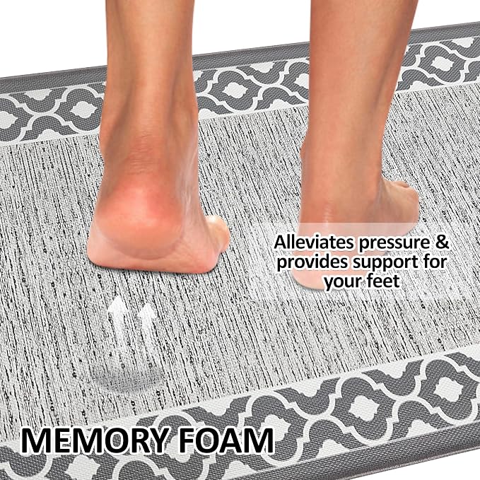 Small Anti Fatigue Kitchen Rug Kitchen Sink Rug Non Slip Kitchen Mats for Floor Cushioned Kitchen Rug Ergonomic Comfort Standing Mat for Kitchen Floor Office Sink Laundry 17.3"x27.5" Grey