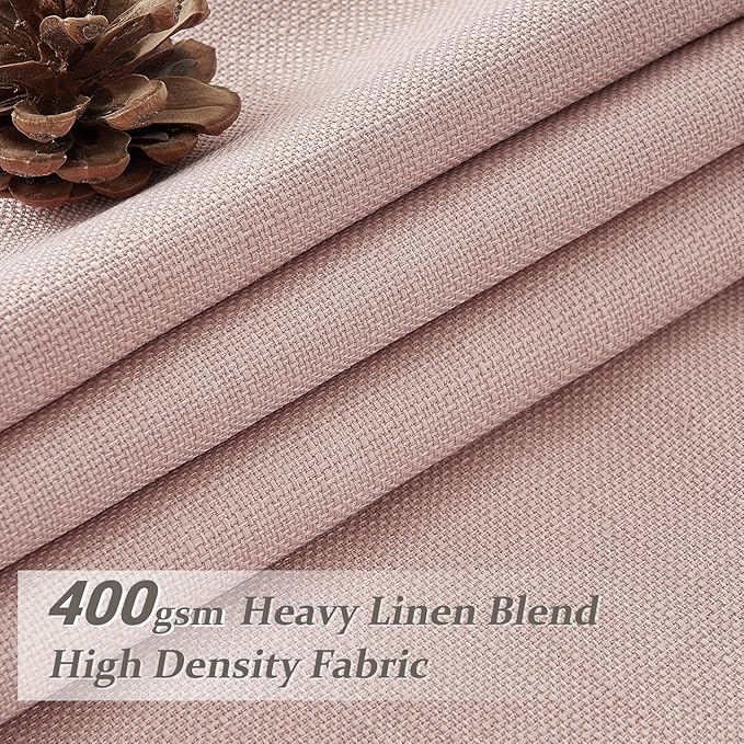 Light Pink Blackout Curtains for Girls Bedroom 84 Inches Length 2 Panels Set, Petty Memory Trained Pleated Soundproof Two Layer Thick Linen Heat Blocking Privacy Decorative Window Drapes 84 Inch Long