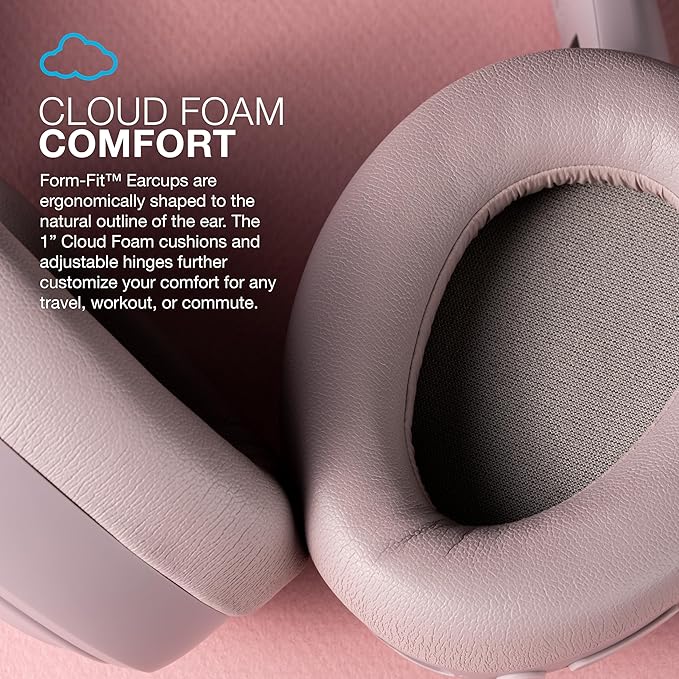 JLab JBuds Lux ANC Over Ear Headphones Bundle with Go Air Pop+ True Wireless Earbuds, Active Noise Cancelling, Bluetooth multipoint, Mauve
