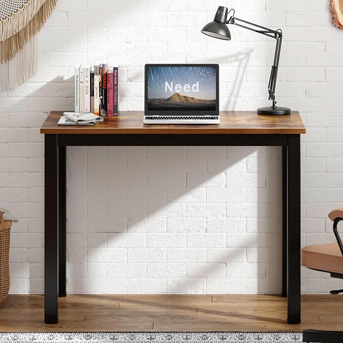 Need Small Computer Desk, 31.5 inch Foldable Writing Desk for Small Spaces, Sturdy and Heavy Duty Compact Desk, Study Table Laptop Desk No-Assembly, Rustic Brown
