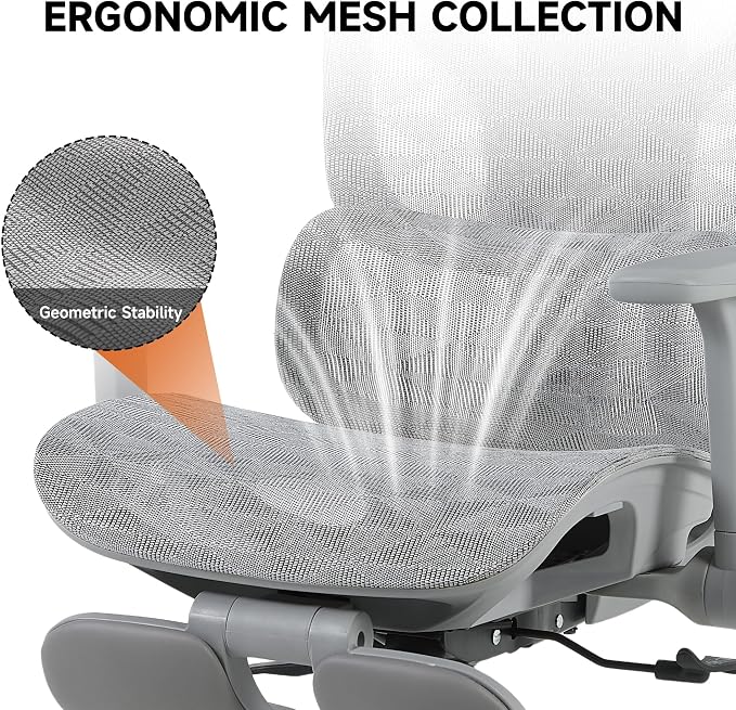 Korser Ergonomic Mesh Office Chair with Footrest, Big and Tall Desk Chair with 4D Flip-Up Arms, Auto-Tracking Lumbar Support, 3D Headrest, High Back Computer Gaming Chair for Home Office, White