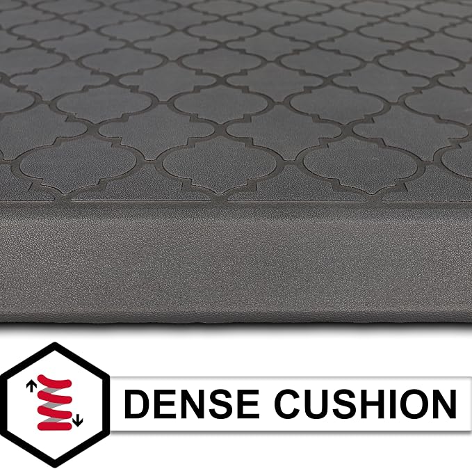 Tempur-Pedic Ultra Comfort Anti-Fatigue Lattice Pewter 1' 8" x 3' 6" Kitchen Floor Mat Cushioned Ergonomic Standing Desk Mat Waterproof Non-Skid Foam