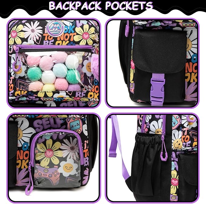 Cute Backpack for Girls Aesthetic Backpack School Backpack for Girls Backpack with Lunch Box Back to School Supplies