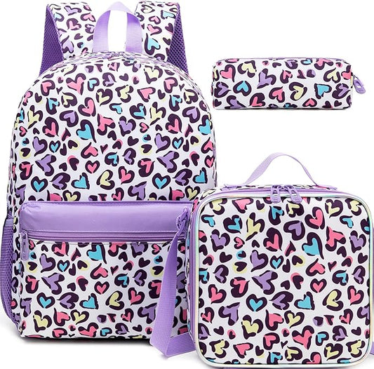Leopard Backpack for Girls Backpack with Lunch Box School Backpacks for Girls with Pencil Case Back to School Supplies