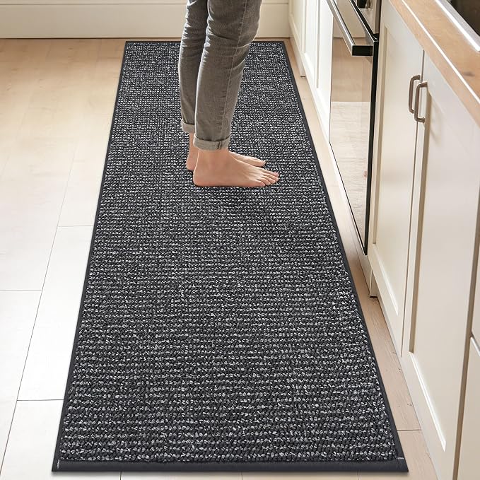 BEQHAUSE Kitchen Runner Rugs 24"x84", Non-Slip Kitchen Mats for Floor, Super Absorbent and Stain Resistant Kitchen Rug, Machine Washable Rugs for Kitchen, Hallway, Laundry & Sink, Charcoal