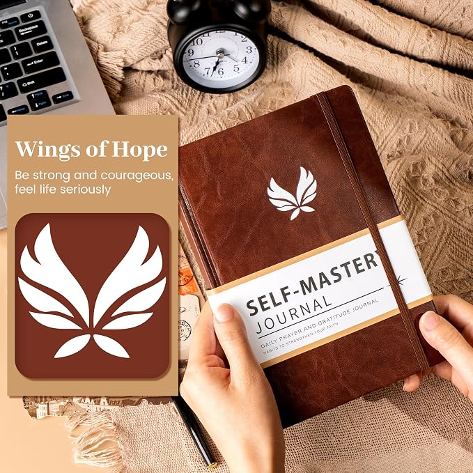 Yoment Gratitude Journal for Men 13-Week Guided Productivity 5 Minute Daily Journal with Prompts for Mindfulness, Mental Health & Productivity - Guided Self Care Gift, Brown
