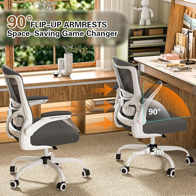 Ergonomic Office Chair for Long Hours, Adjustable Padded Lumbar Support for Lower Back Relief, 330 lb Capacity, Comfortable Computer Desk Chair for Home Office, Work & Study