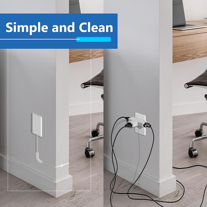 LIDER Outlet Extender with 3 Receptacles, 21W USB-A & 2 USB-C, Ultra-Thin Wall Plate Plug with Cord Extender, 3-Outlet Power Strip, Flat-Face, 8ft Cord, 1625W, ETL Listed, Matte White