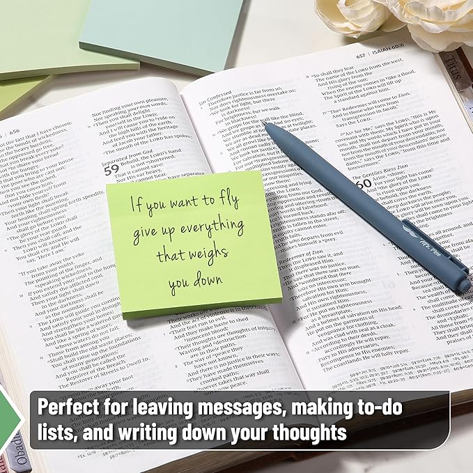 Mr. Pen- Sticky Notes, 3”x3”, 12 Pads, 600 Sheets, Shades of Green Sticky Notes 3x3, Stocky Notes for Bible Journaling