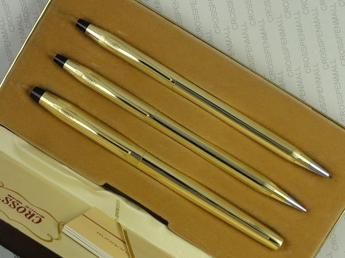Made in The USA Century Classic Trio of 10K Rolled/Filled Rollerball Pen, Ball-Point Pen and 0.9MM Pencil Combo Set. Very Rare Made in Lincoln Rhode Island, USA