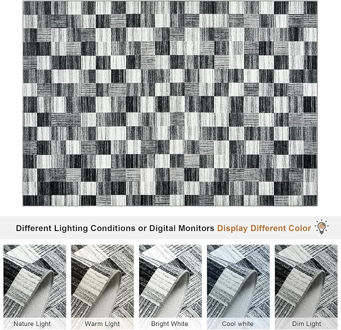Terrug Black and White Checkered Rug for Entryway, 2x3 Small Area Rugs Washable with Non Slip for Kitchen, Soft Low Pile Abstract Carpet for Home Office Front Door Porch