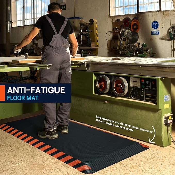 FEATOL Anti Fatigue Mat Industrial, Ergonomic Standing Floor Mat for Work for Stand -Safety Support for Leg & Back Pain(Orange Border, 20" x 32", 1PC)