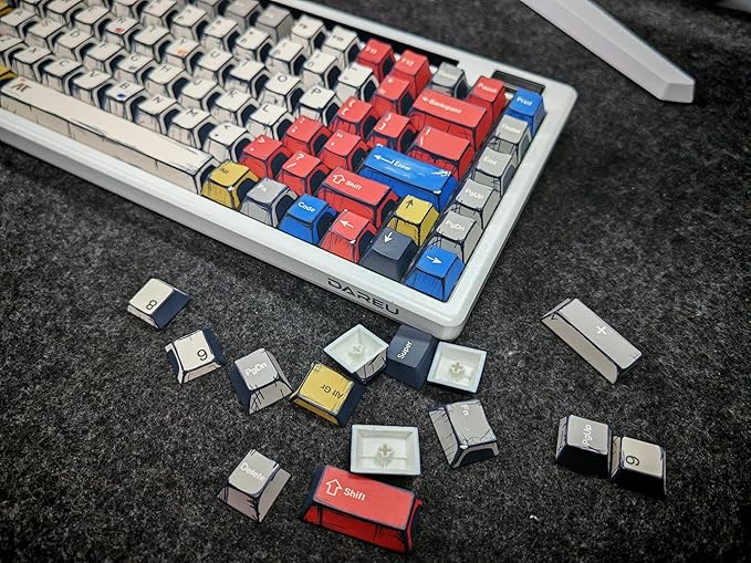 Retro Anime PBT Keycaps-141 Corlorful Graffiti Keys,No Tear,Never Fades,Gift Box for MX Mechanical Keyboard (Fit All Layout 100% 75% 65% 60%) Ergonomic Cherry Profile Key Caps Set (Typing,Gaming)