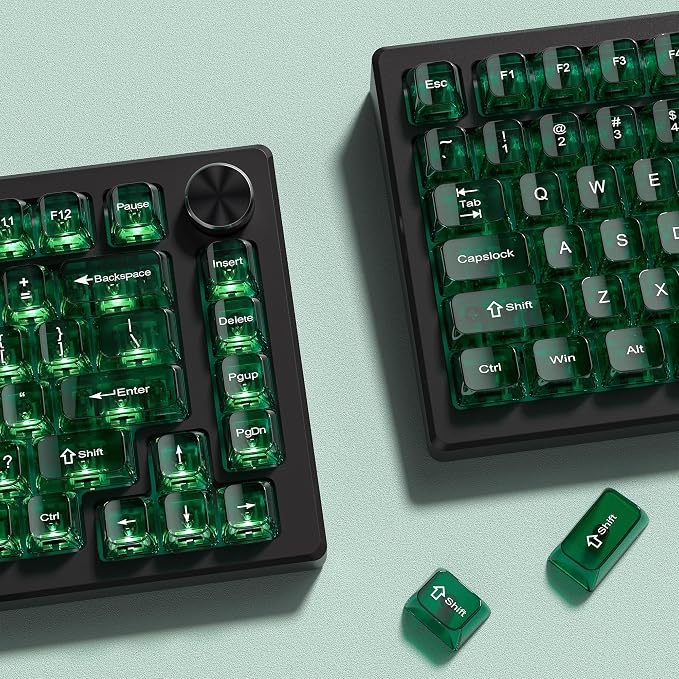 dagaladoo Clear keycaps,Transparent Keyboard keycaps,Jelly Key caps Set,Shine Through keycap，MDA Profile Keyboard caps for Mx Switches Mechanical Keyboard(Dark Green)