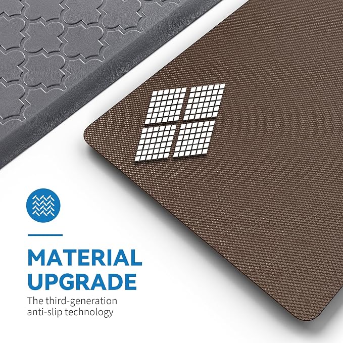 Kitchen Mat Cushioned Anti Fatigue for Floor, Non-Slip Waterproof Comfort Rug for Kitchen Sink, Standing Desk & Laundry, 17.3"x29", Grey