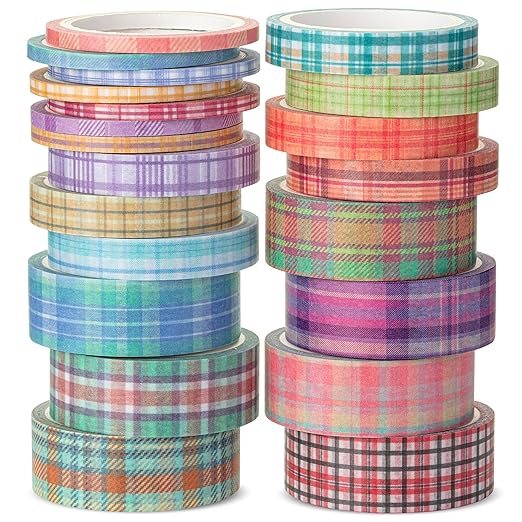 Mr. Pen- Washi Tape Set, 21 Rolls, Assorted Sizes, 5 Yards/Roll | Washi Tape for Scrapbook, Arts, Crafts, Journals and Planners, Plaid Design
