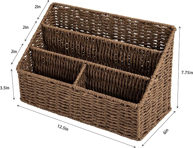 Mail Organizer Countertop,Mail Organizer For Desk,Mail Basket(Brown) | Handwoven,Boho,Farmhouse,Multifunction,Durable material