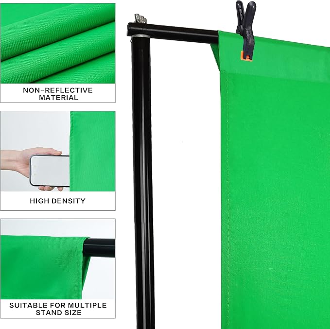 GFCC Green Screen Backdrop Background - 5x7FT Photography Backdrop Photo Background Screen for Video Recording Greenscreen Picture Photoshoot