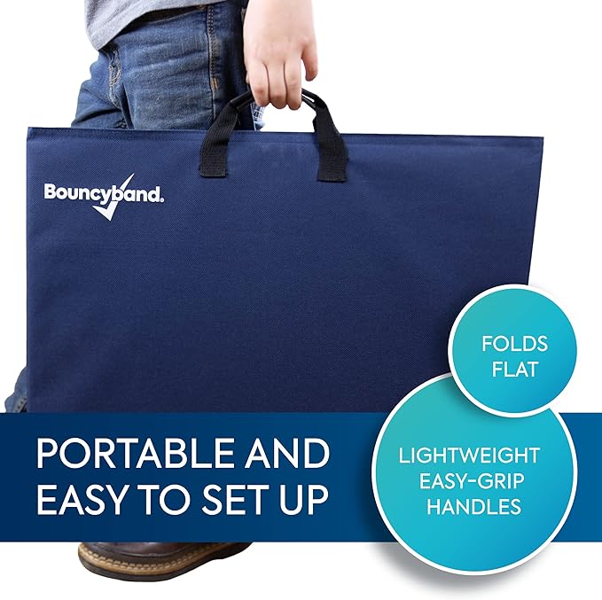 BouncyBand Portable Privacy Desk Partition – 20” x 14” Center Panel, 16” x 14” Side Panels – Desk Privacy Panel Creates a Quiet Workspace to Improve Focus in The Classroom, Office, or Home
