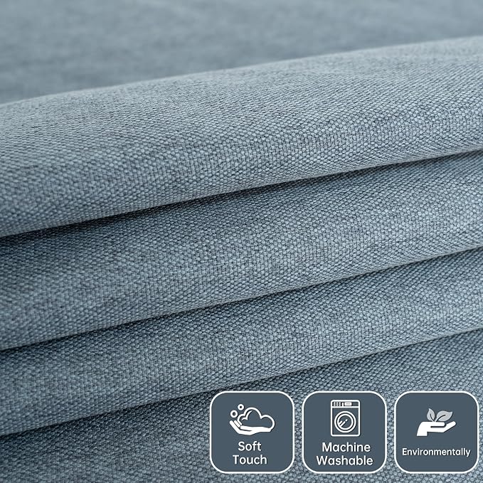 DriftAway Blackout Soundproof Thermal Insulated Linen Textured Curtains with Quilted Thermal Lining for Cold and Heat Blocking Noise Reducing Daytime Sleep 1 PC 52 Inches by 63 Inches Dusty Blue