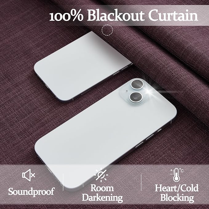 PleatedDrapes Purple Double Layer Linen Blackout Curtains 40 x 102 Inches Long for Bedroom, Memory Trained Pinch Pleat Thermal Light Blocking Privacy Decorative Window Drapes 2 Panels 8-1/2 FT Length