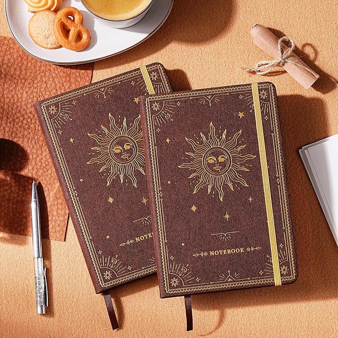 Artfan Ruled Notebook/Journal – Premium Thick Paper Faux Leather Classic Writing Notebook with Pocket + Page Dividers Gifts, Banded, Large, 144 Pages, Hard Cover, Lined (5.8 x 8.4) - Reddish Brown